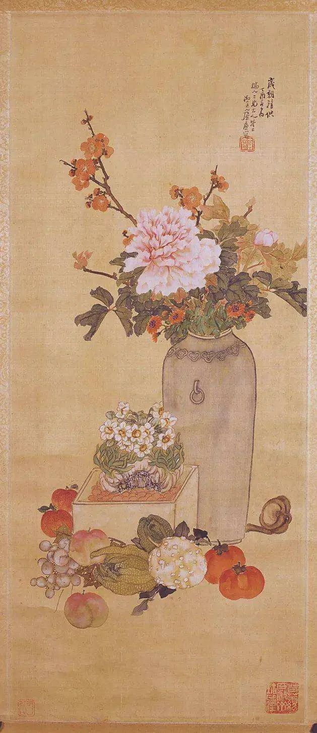 岁朝清供图都画的什么有什么寓意,中国文人画岁朝清供图