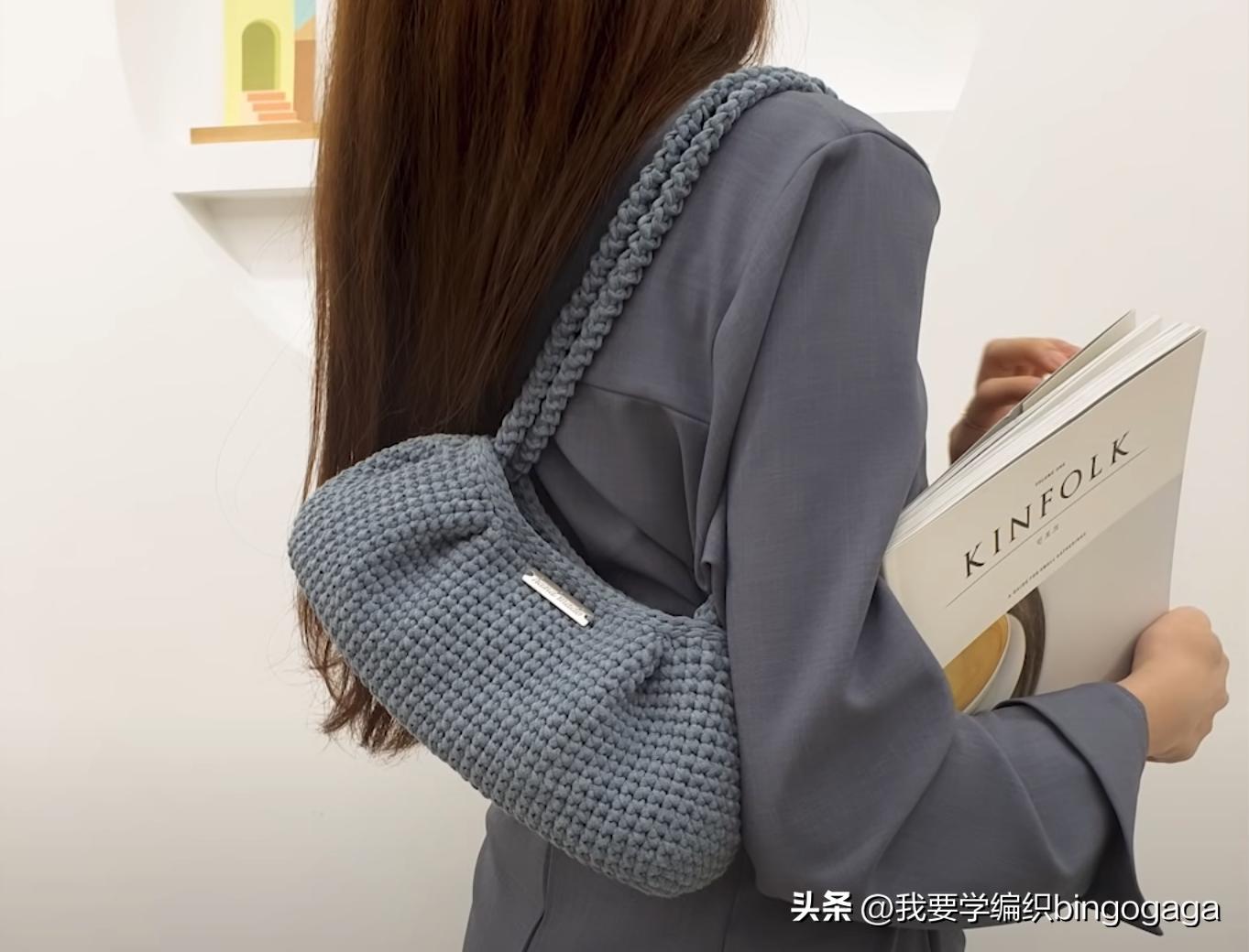 夏季包包钩织教程腋下包,钩包教程简单腋下包