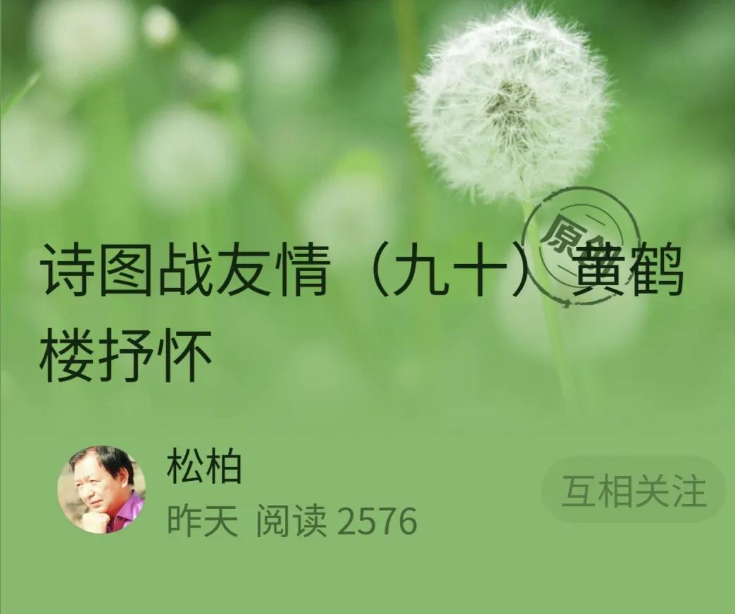 诗图战友情（九十）黄鹤楼抒怀