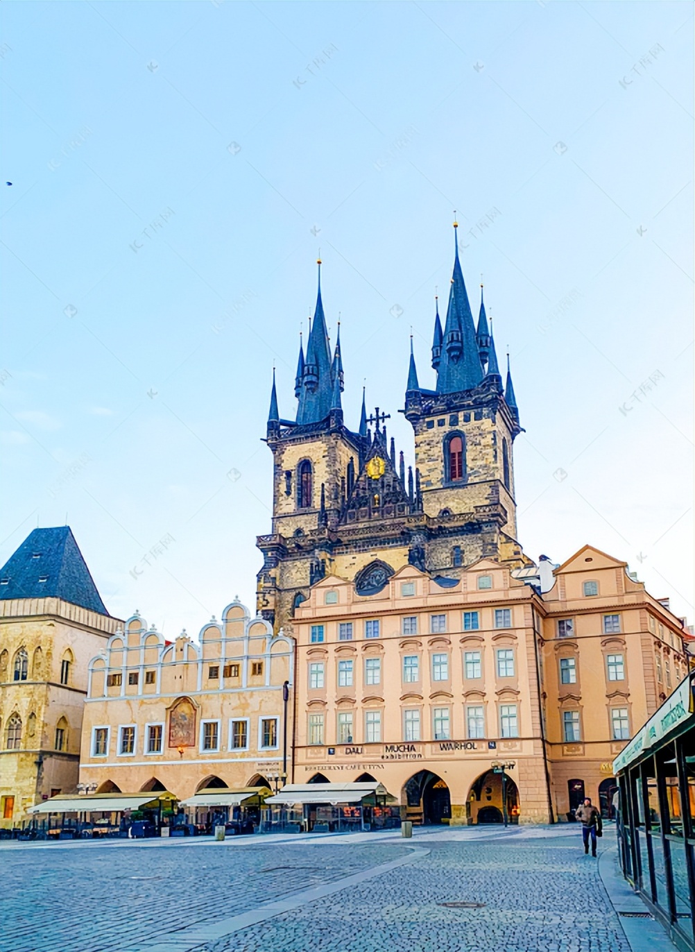 中世纪哥特式建筑风格的建筑绘画,欧洲宫廷风建筑绘画