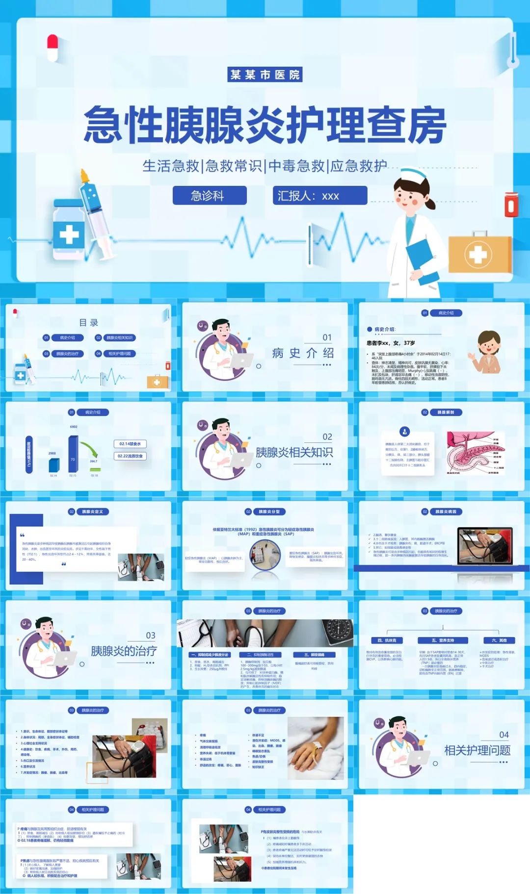 医疗护理行业ppt模板,护理疾病查房模板ppt