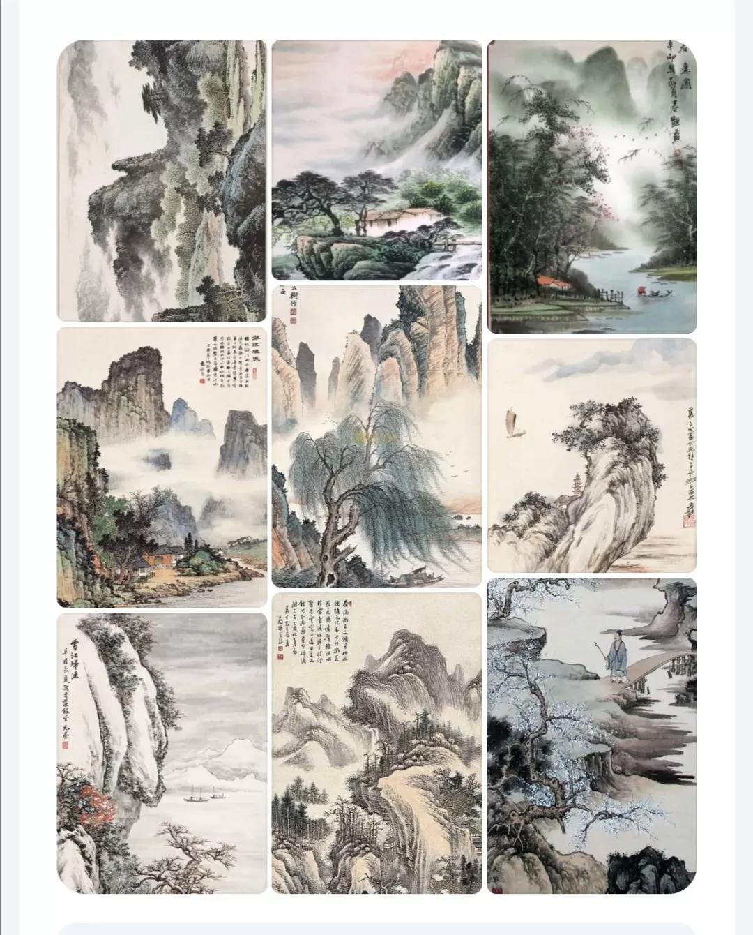 中国山水画名家作品欣赏书,清代山水画名家作品集一册