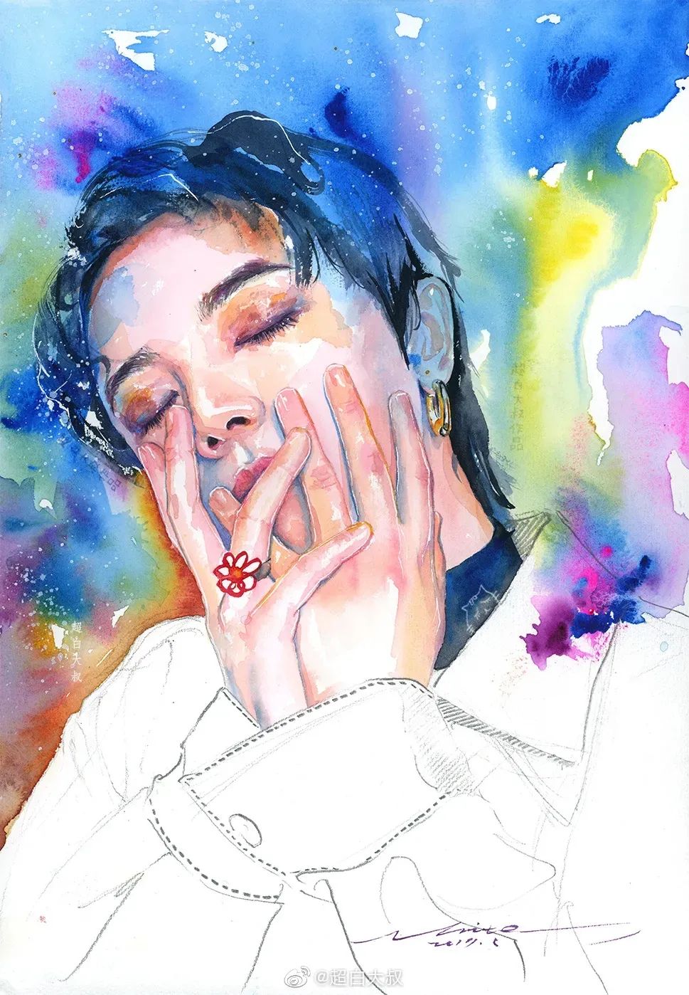 他是抖音水彩第一人，画面充满水墨意境，质感优秀！150万人盛赞