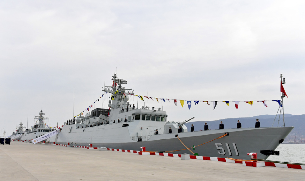 055舰最新改造消息,056改型海警船俯视实图