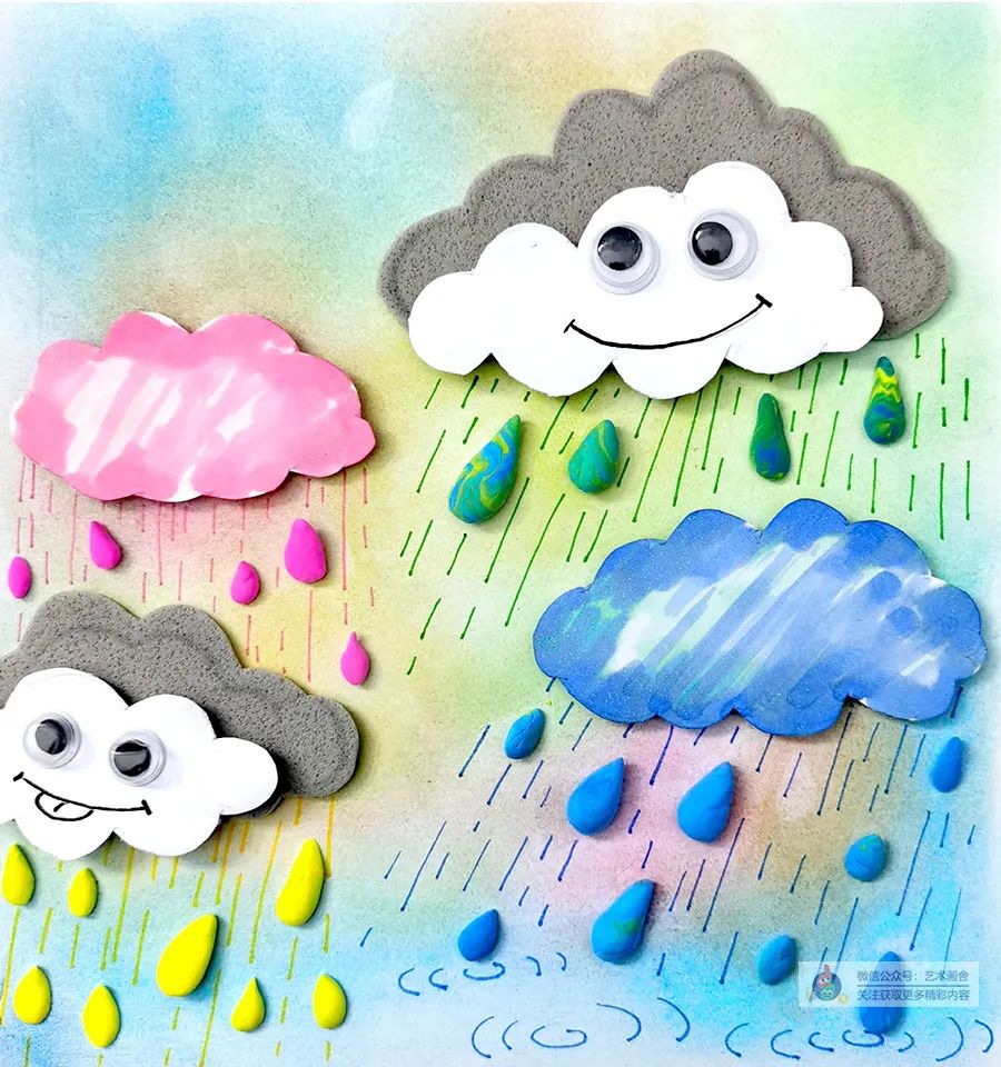 下雨天绘画儿童画简单漂亮,下雨天儿童画好看又简单可爱