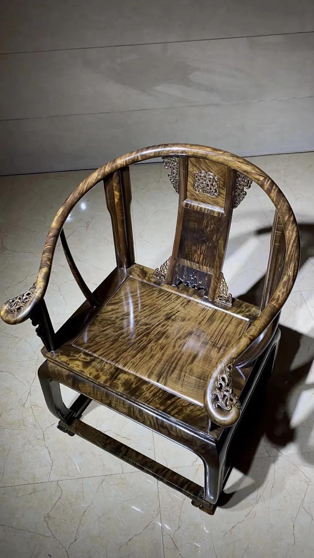 乌木金丝楠皇宫椅三件套,顶级金丝楠乌木厚重椅