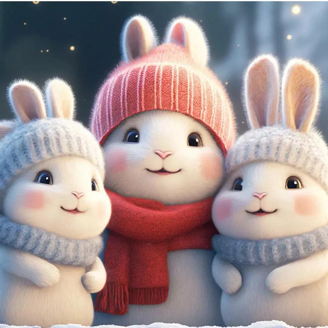 一组开心的萌兔送给大家请欣赏