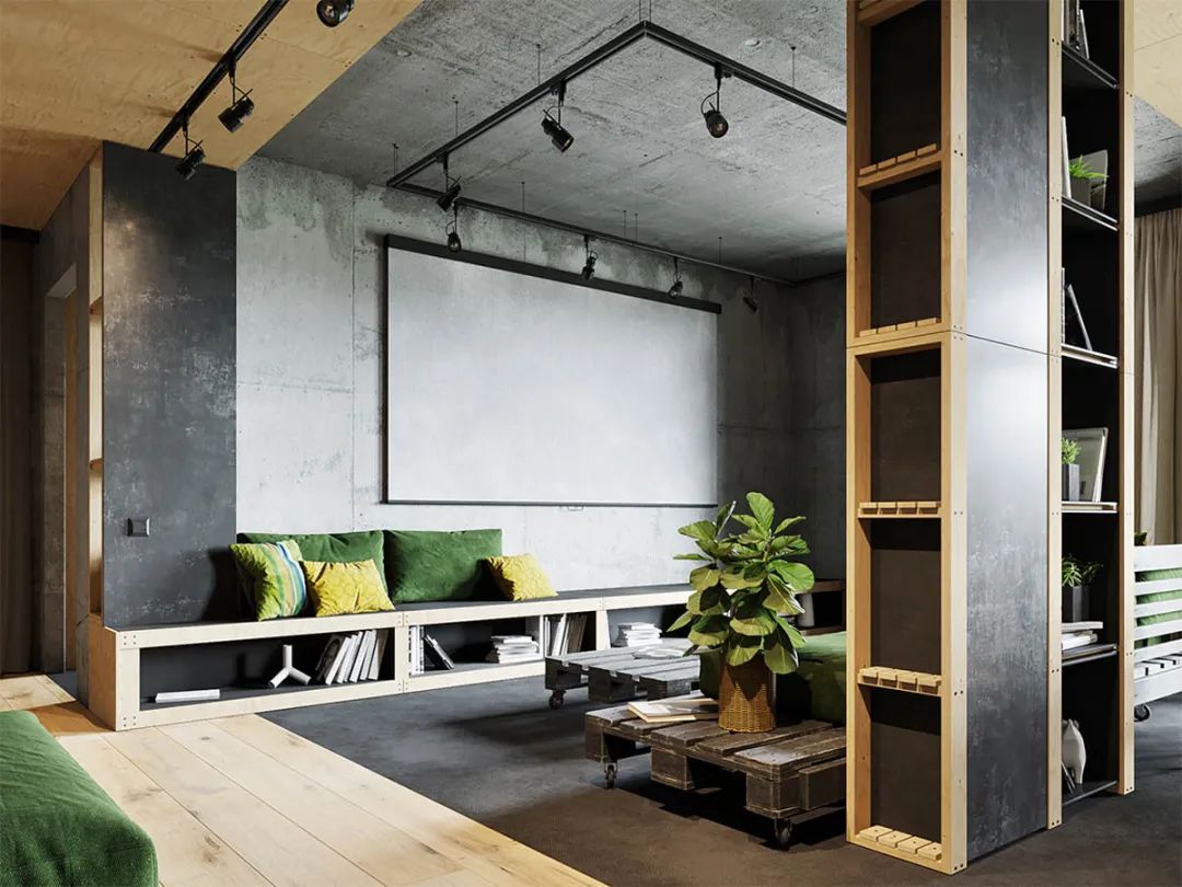 客厅背景墙收纳柜投影仪,50平米投影仪装修效果图大全