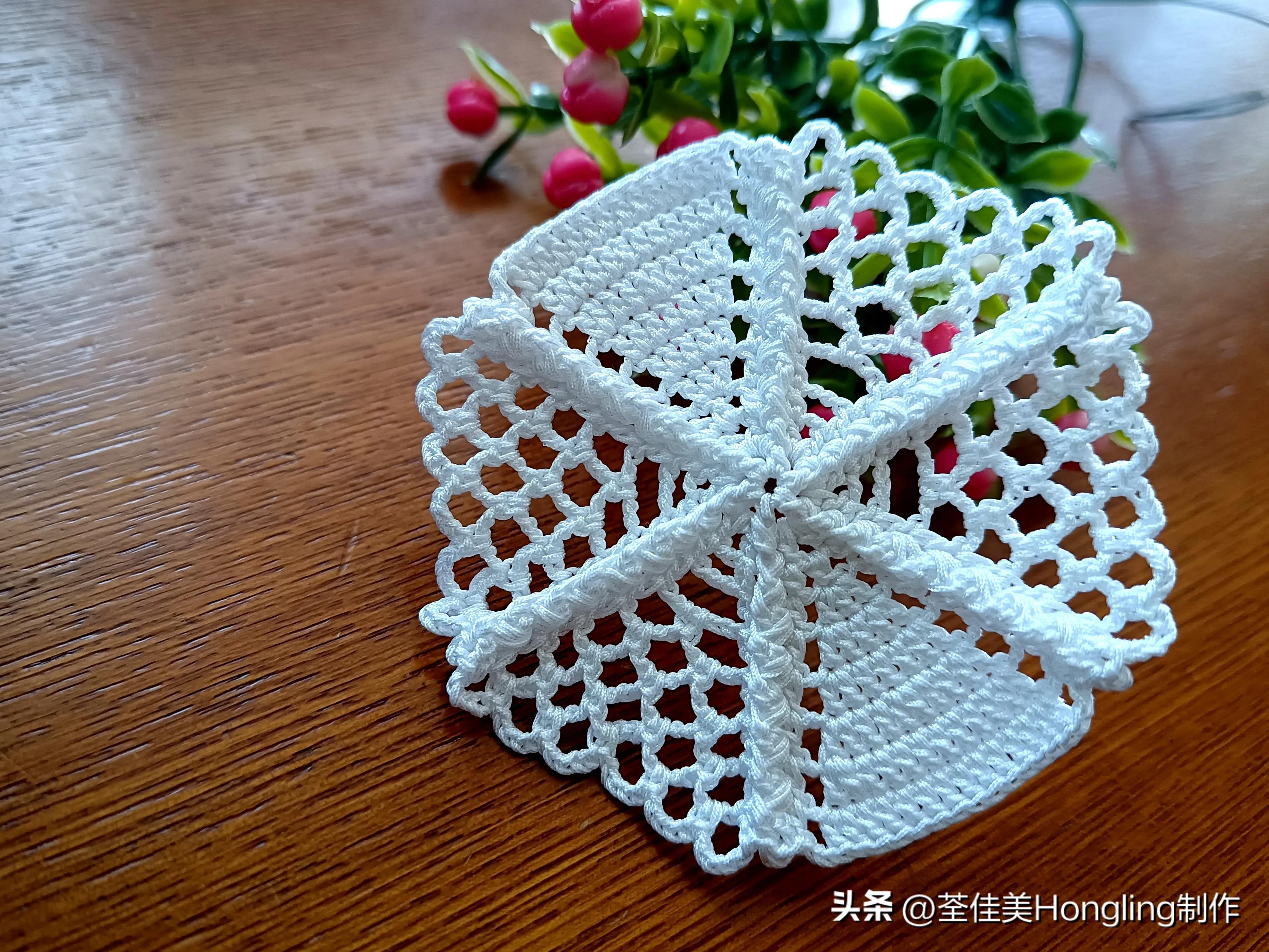 钩针钩织网格花样视频教程,钩针钩织菱形网格花样视频教程