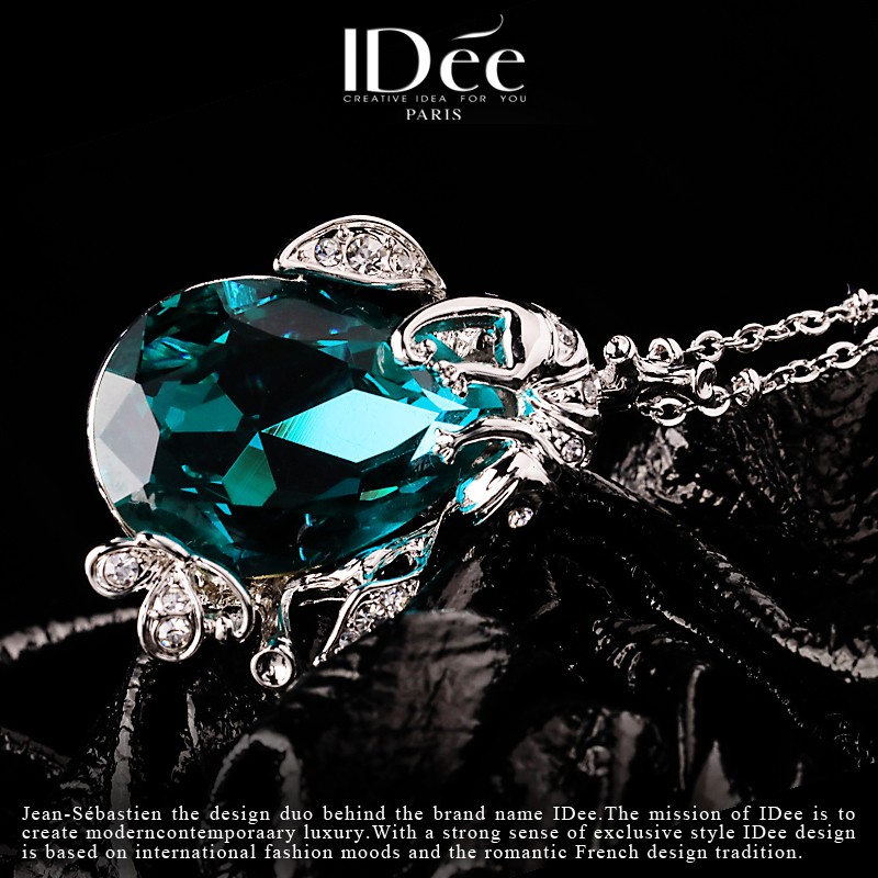 蓝宝石项链女款华丽,法国idee黑宝石项链女