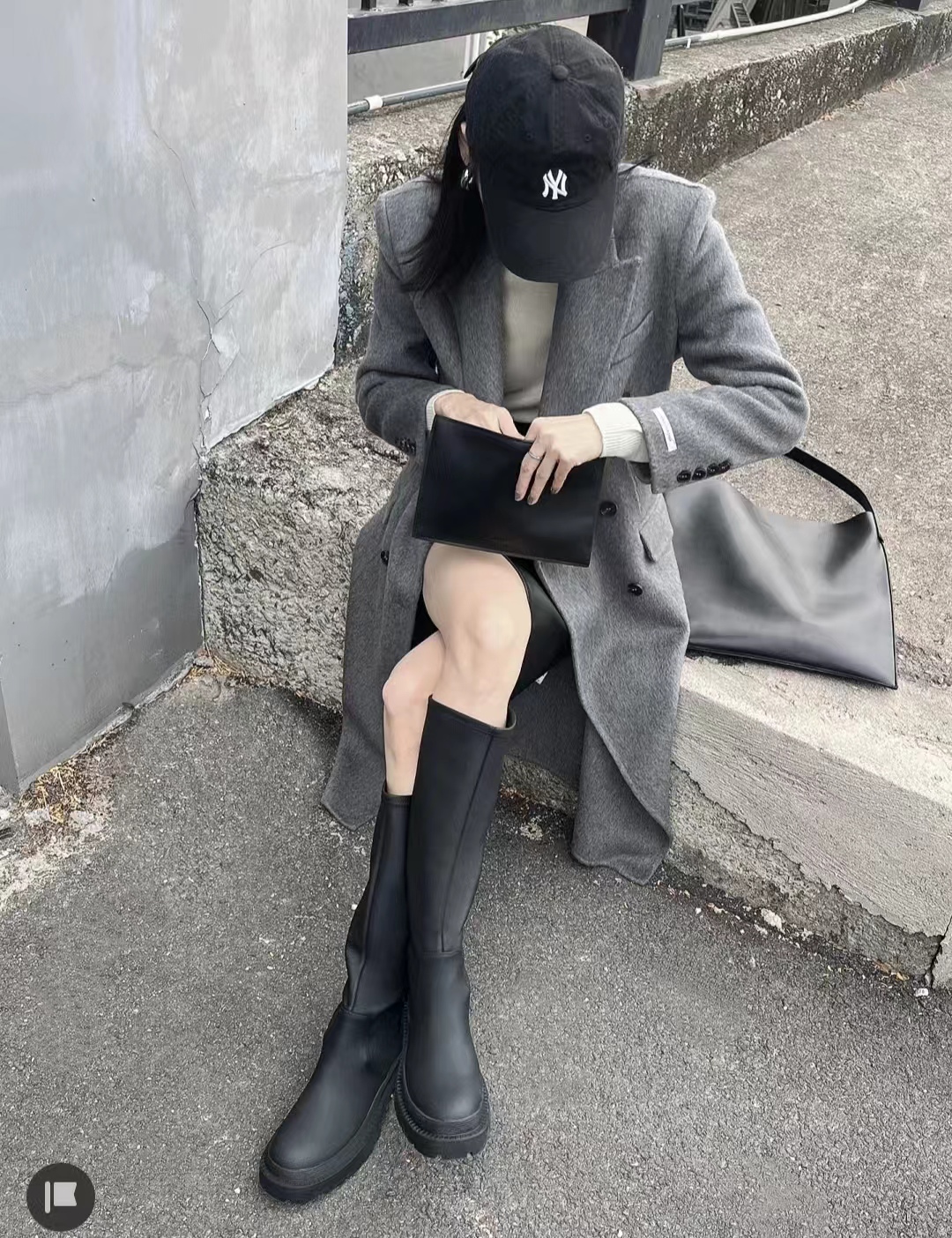 大衣搭长靴优雅阔太,大衣配长靴显矮
