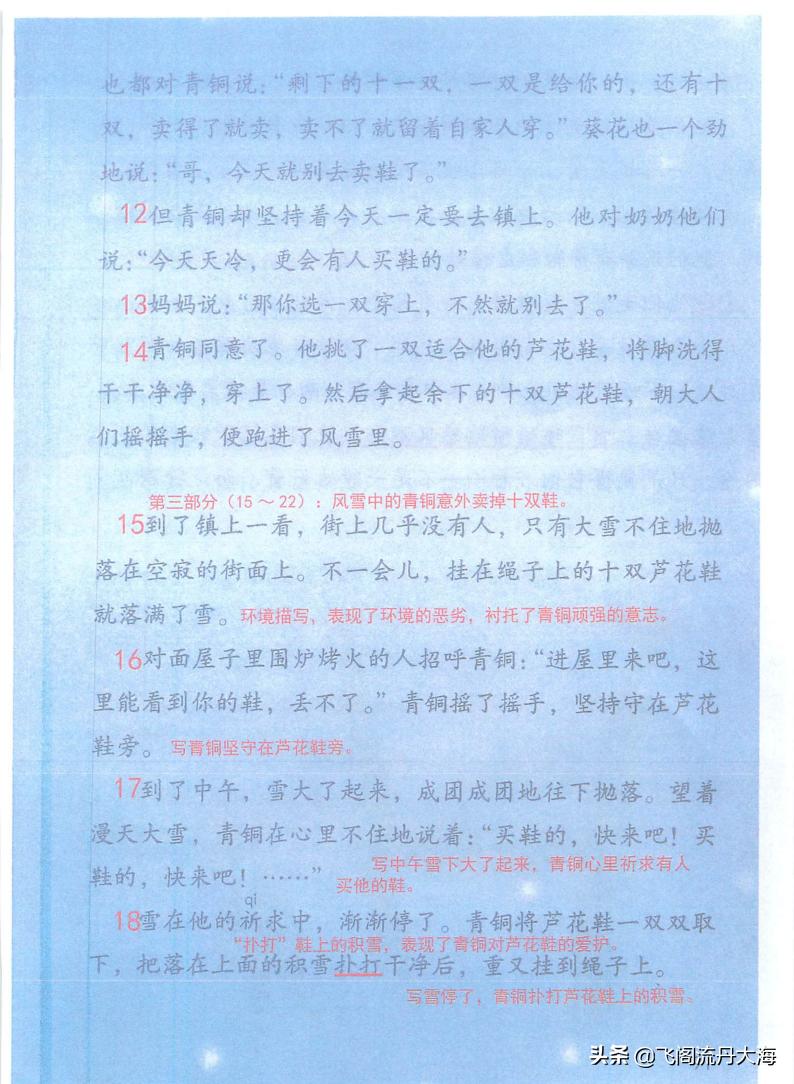 四年级下册第21课芦花鞋预习笔记,四年级下册语文芦花鞋提问题