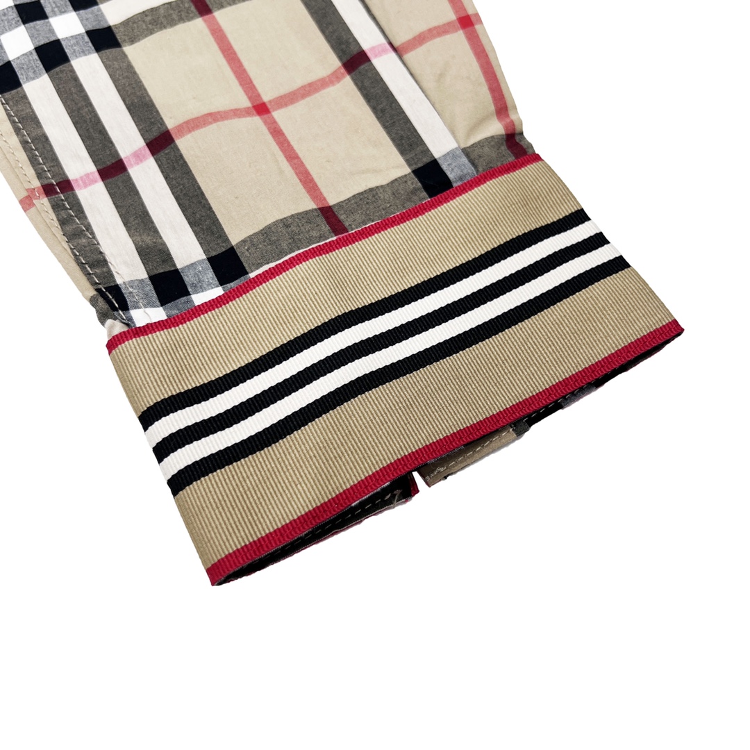burberry长袖府绸衬衫门襟暗扣,burberry格纹字母衬衫