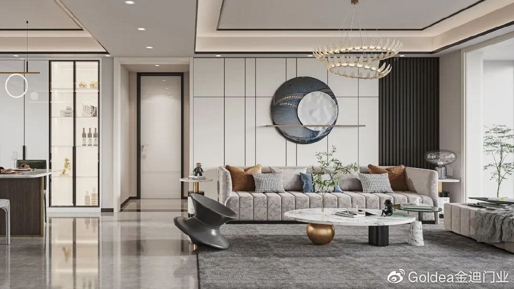 金迪木门全屋整装定制,现代门墙柜一体化设计推荐