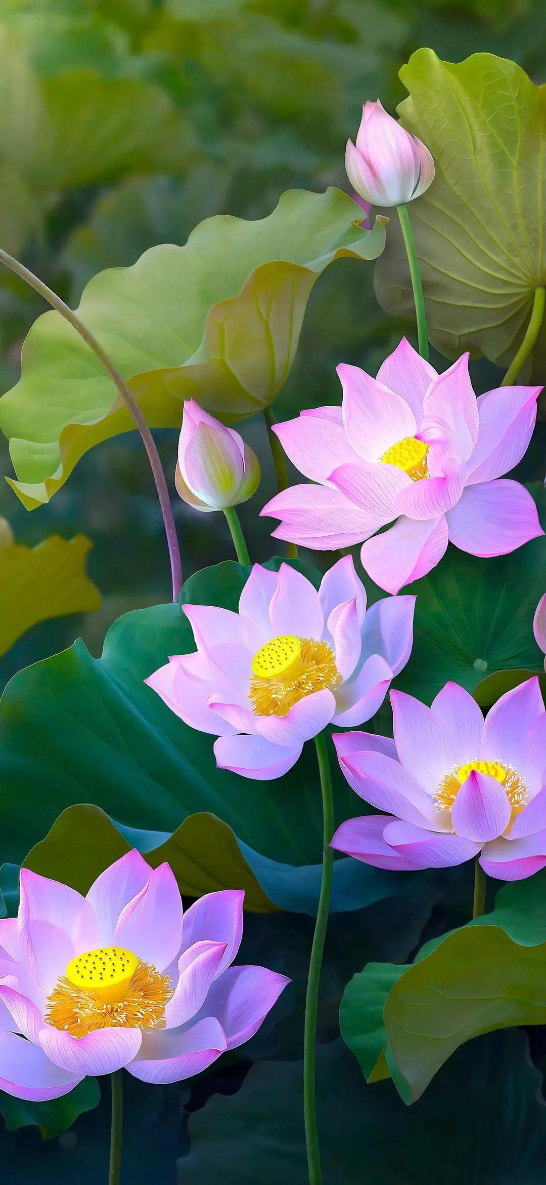 荷花千瓣莲唯美高清大图壁纸,唯美荷花壁纸手机超清全面屏