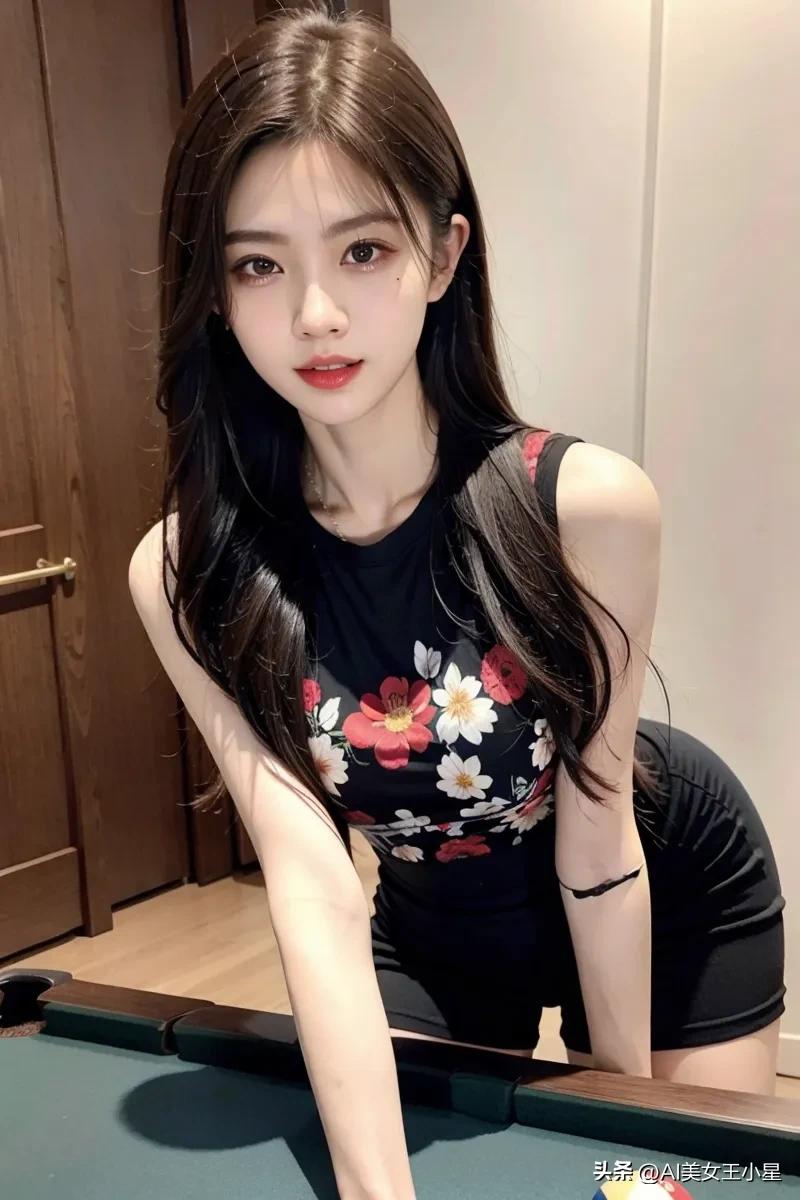 台球厅漂亮女孩,桌球的美丽女孩