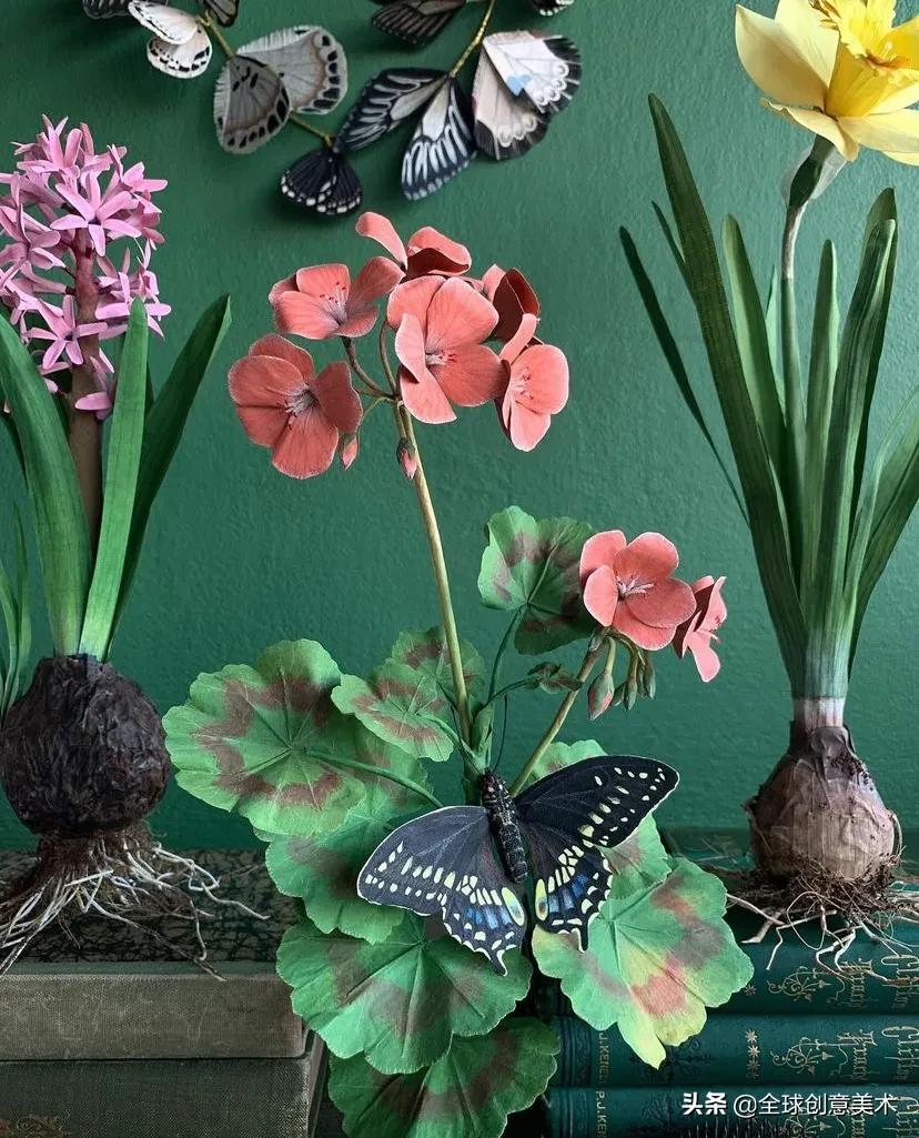 纸艺妙手生花,纸艺花卉皱纹纸作品