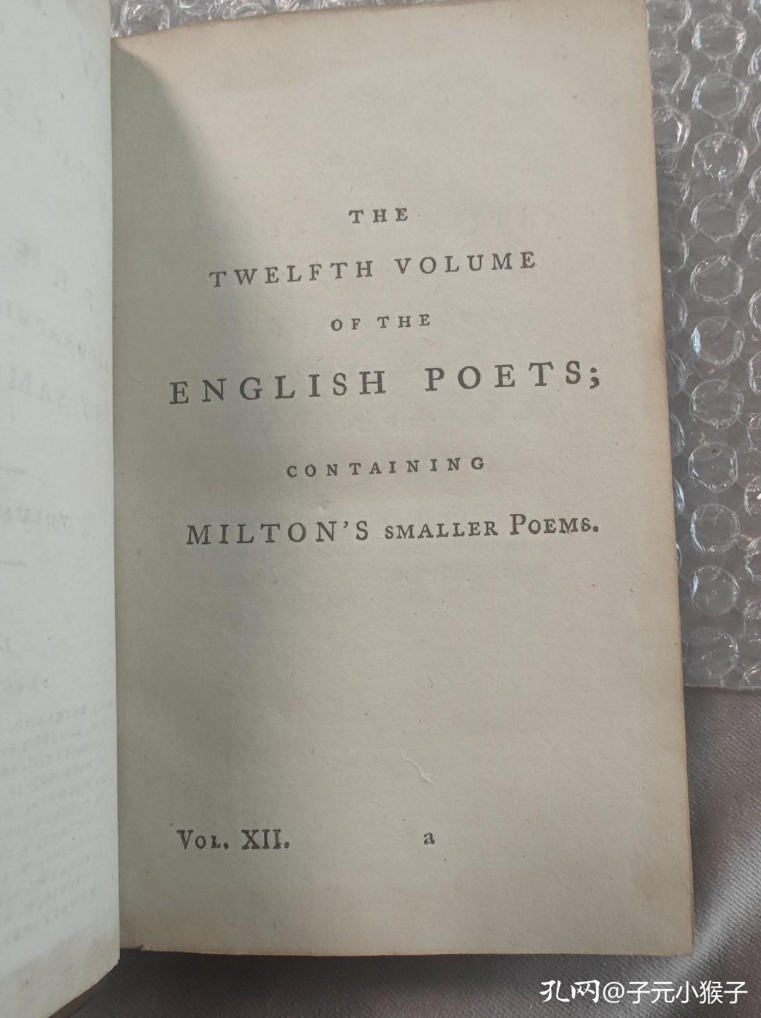 翻出这本我所有书中年代最久者，1790年出版的《英国诗人作品集》