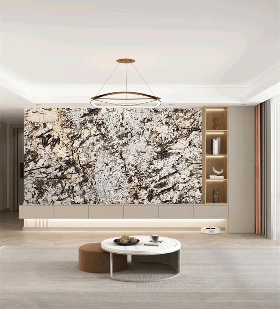 千山暮雪天然奢石特点,天山暮雪奢石地产样板间