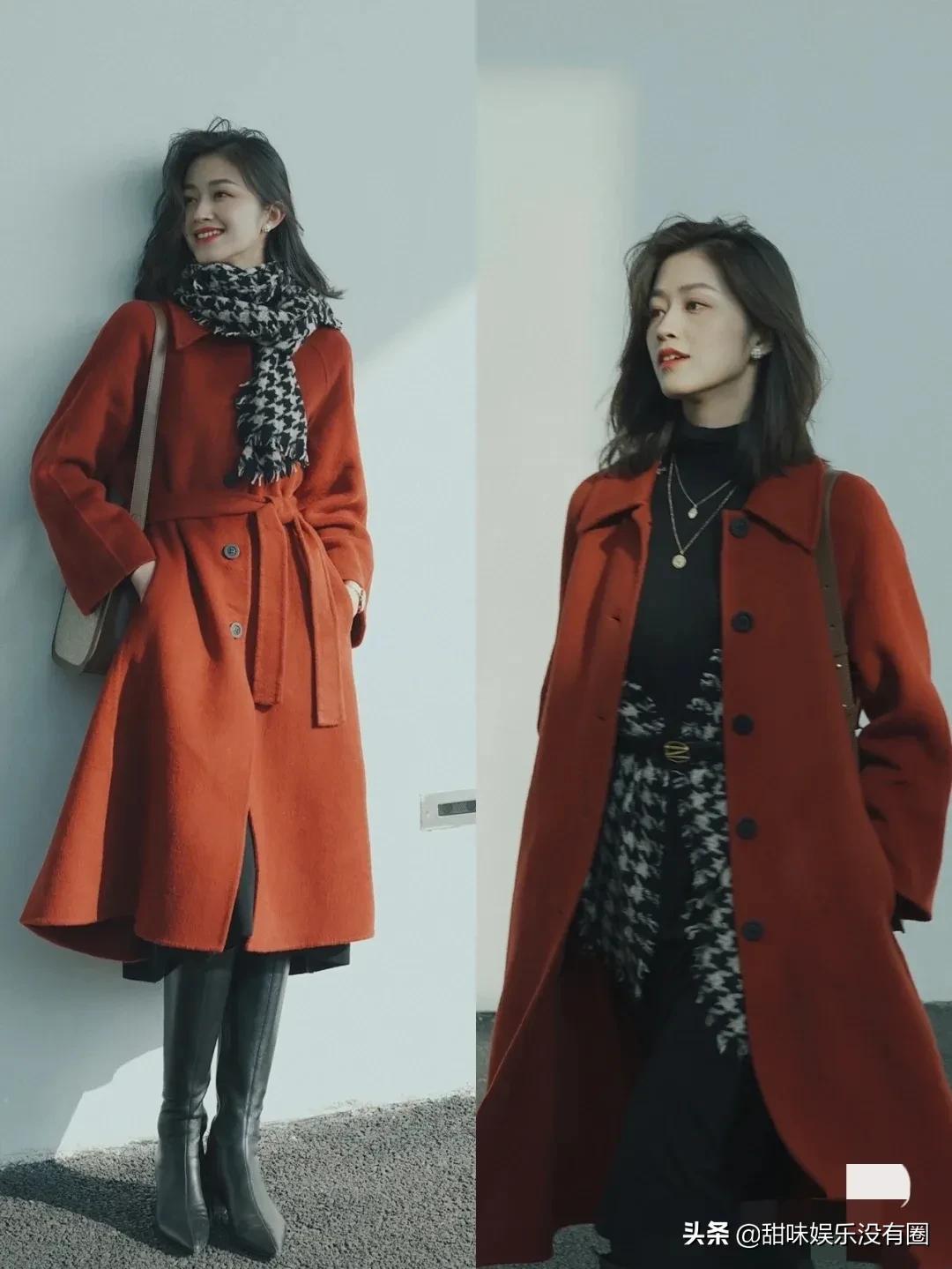 驼黄色羊绒大衣配什么颜色显高级,女士高级新款羊绒大衣