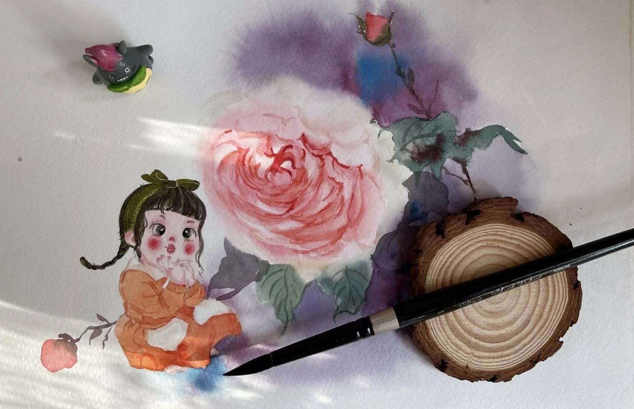 可爱的古风小人插画,古风插画风景手绘简单小图案黑白