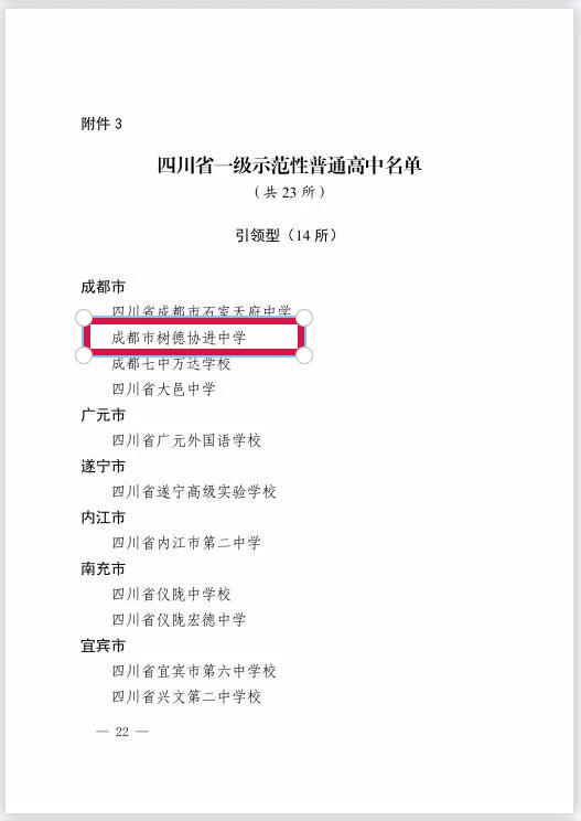树德协进中学喜报,树德协进高中位次