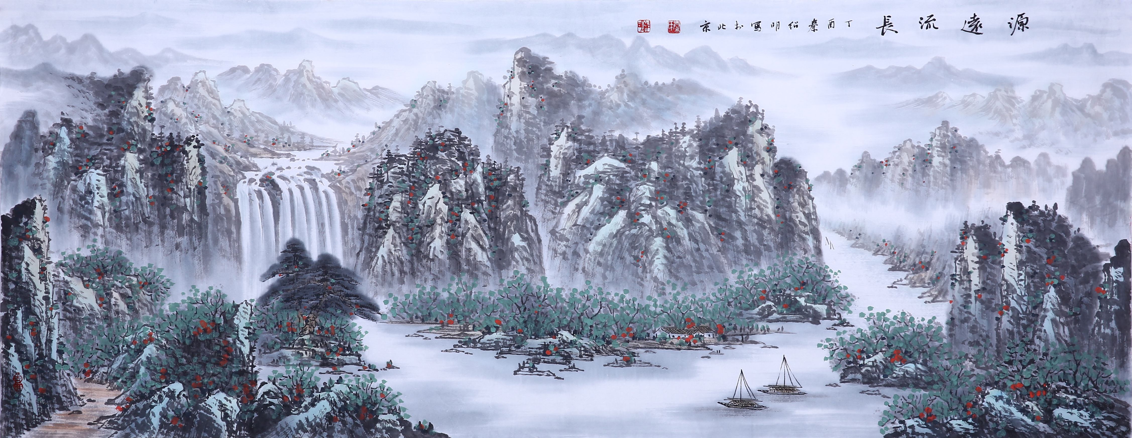 四尺斗方国画山水作品临摹,当代国画大师国画山水作品