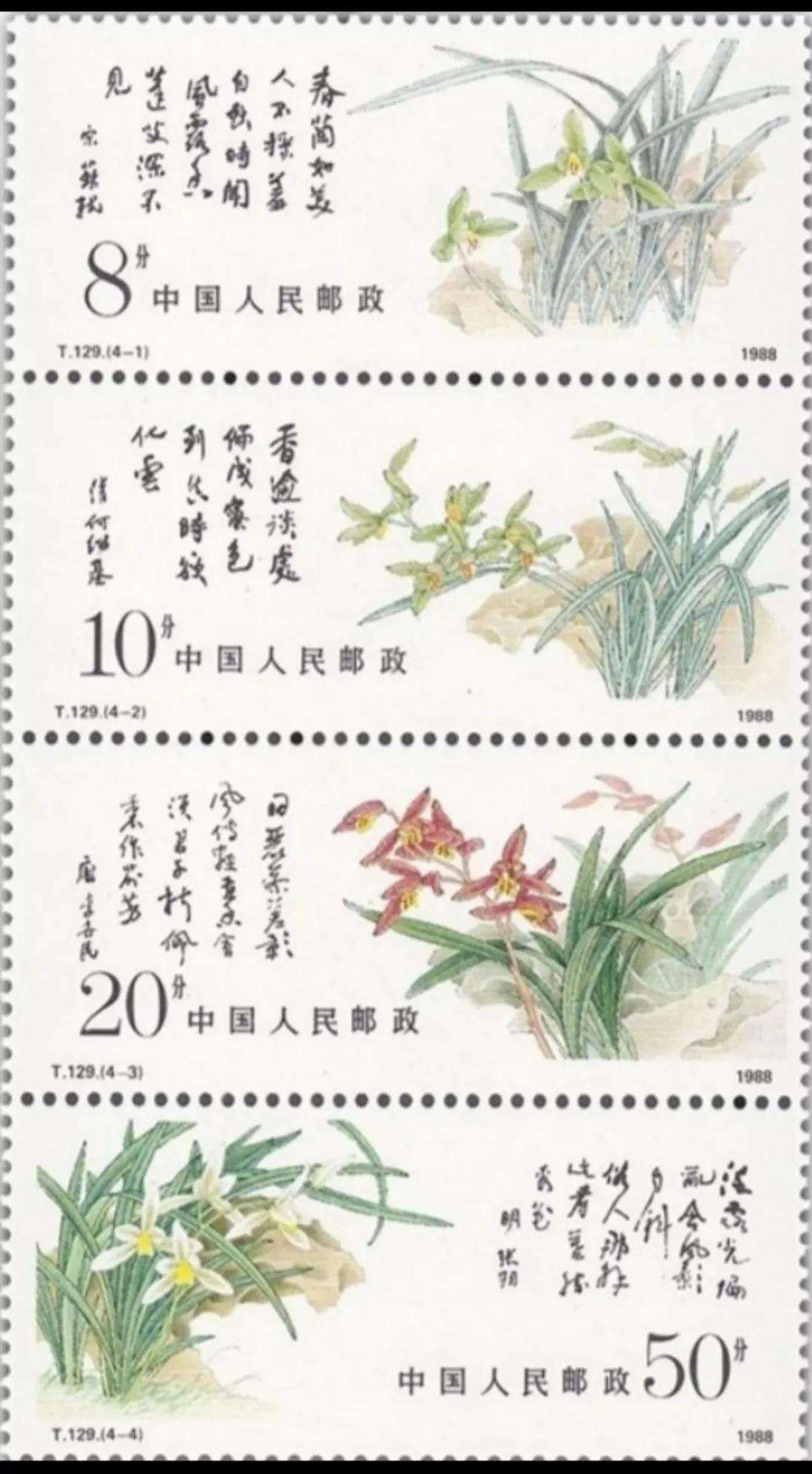 t129中国兰花邮票小型张,t129兰花邮票价格
