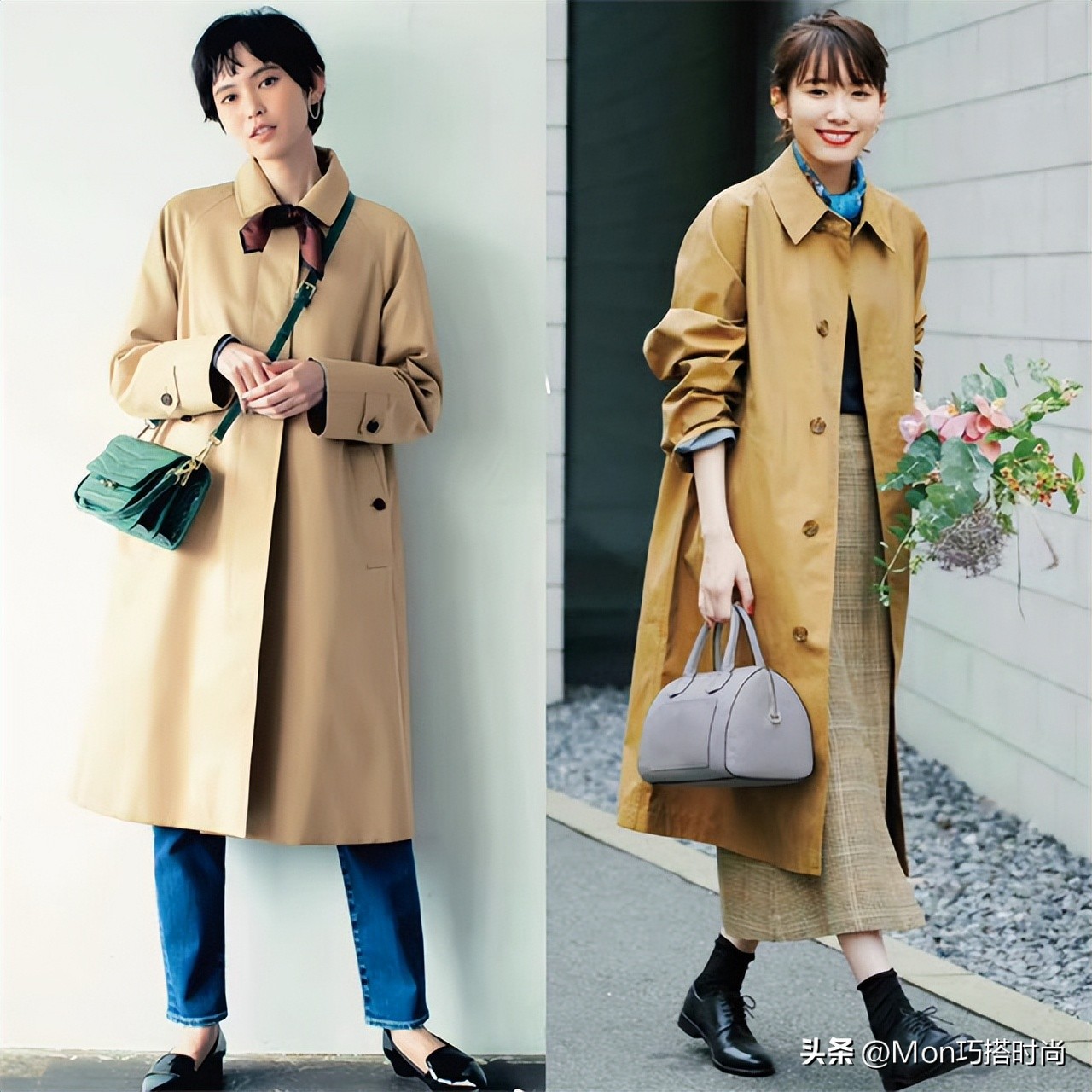 日系短风衣穿搭,经典日本女士风衣穿搭法