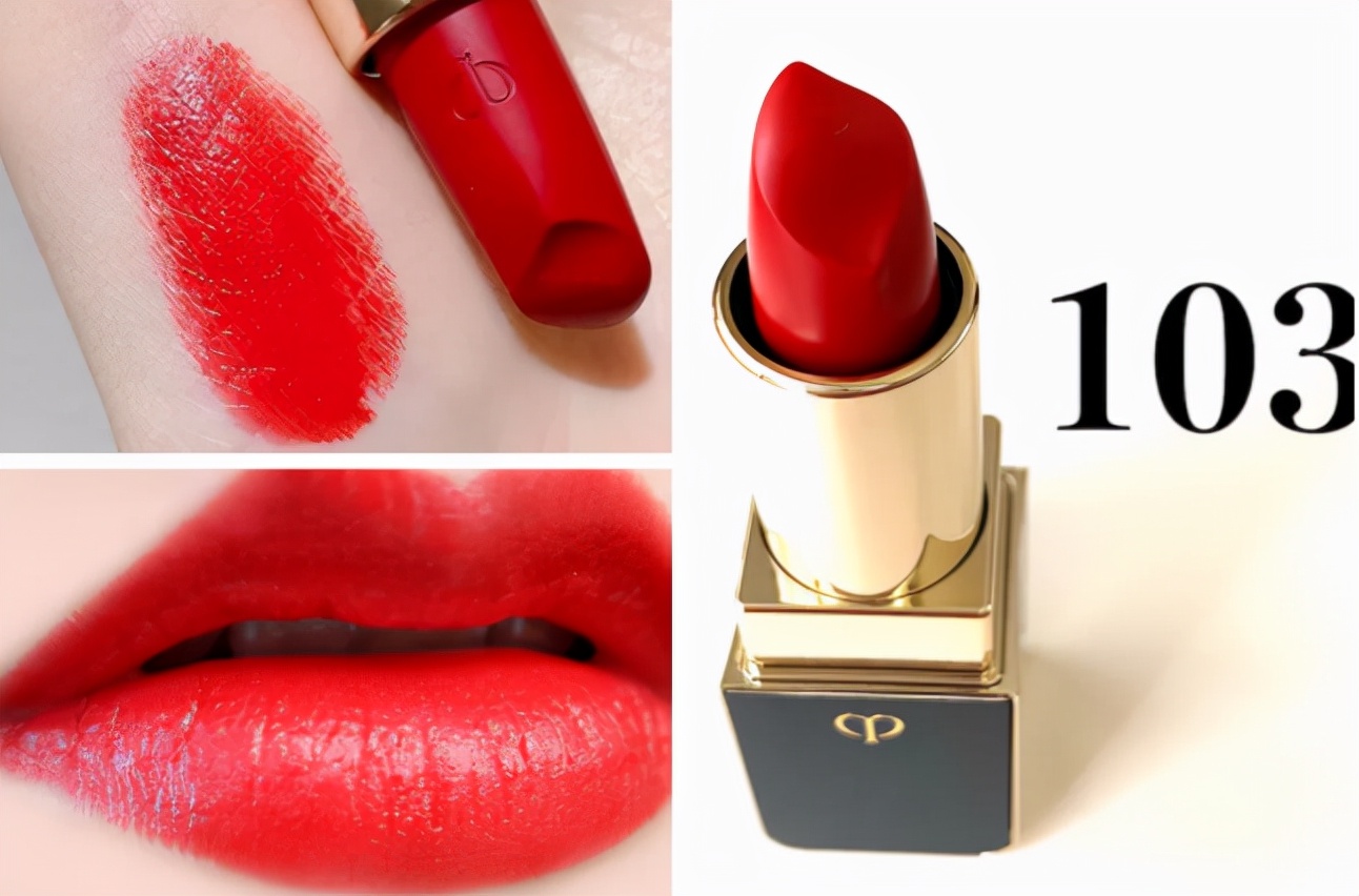 资生堂复古正红色口红,资生堂口红173试色