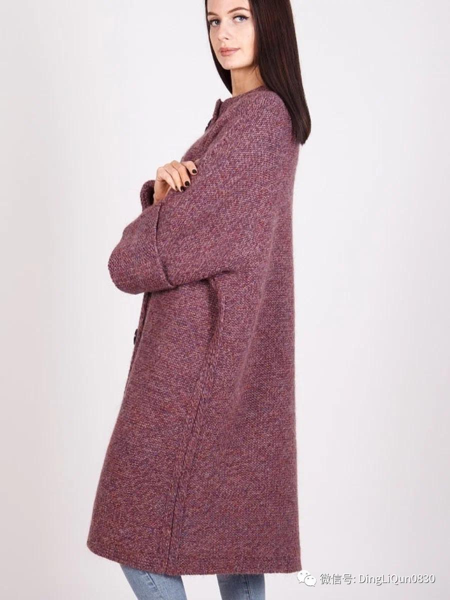 针织开衫中长款编织图,两种颜色的针织开衫编织教程