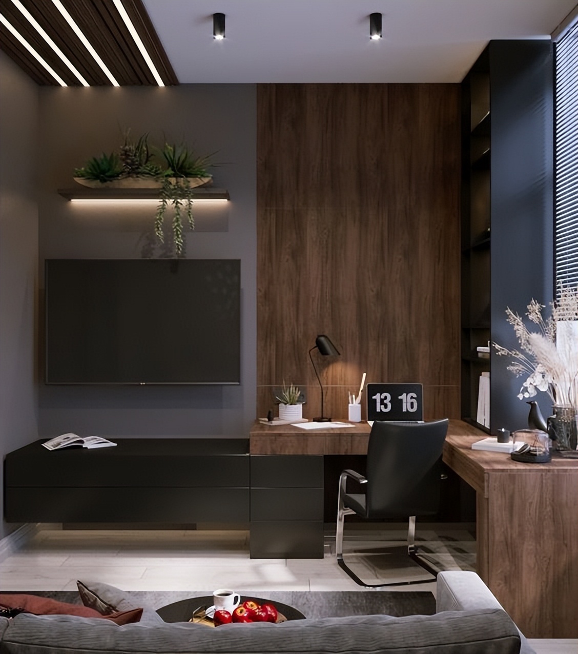 如何在小户型客厅设计书桌,小户型电视柜当书桌