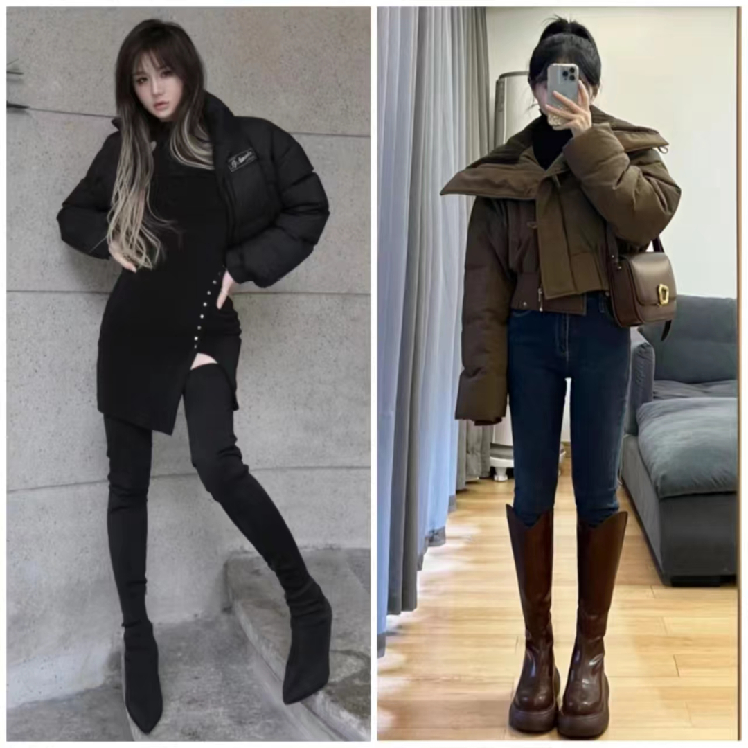 流行的靴子搭配什么衣服图片,中长靴子穿衣搭配图片2020秋冬