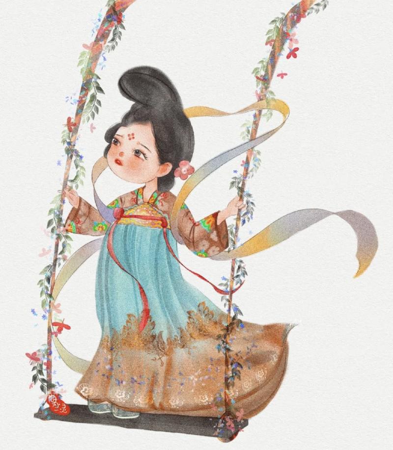 可爱的古风小人插画,古风插画风景手绘简单小图案黑白