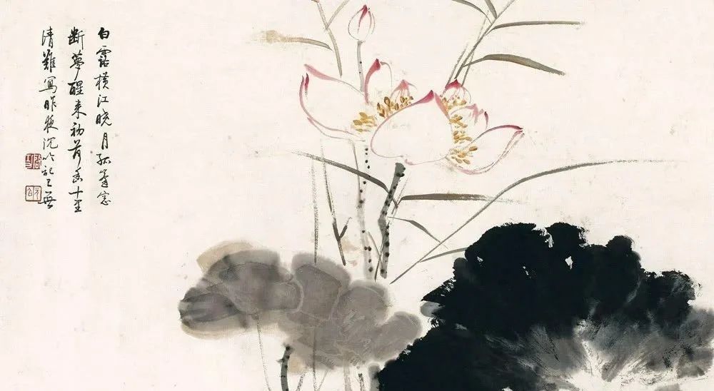 启功荷花作品欣赏,启功《荷上花帖》