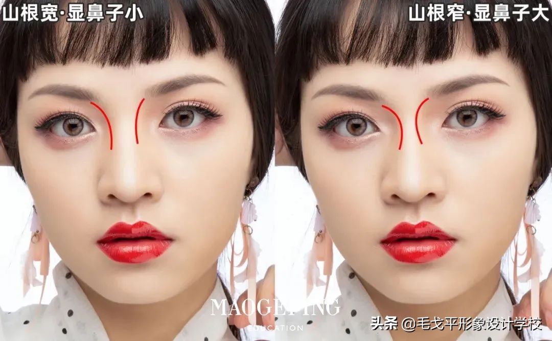 鼻小柱比鼻翼低怎么化妆,山根低大鼻头宽鼻翼修容
