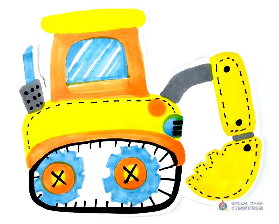 画儿童挖掘机画,怎么画挖掘机儿童画