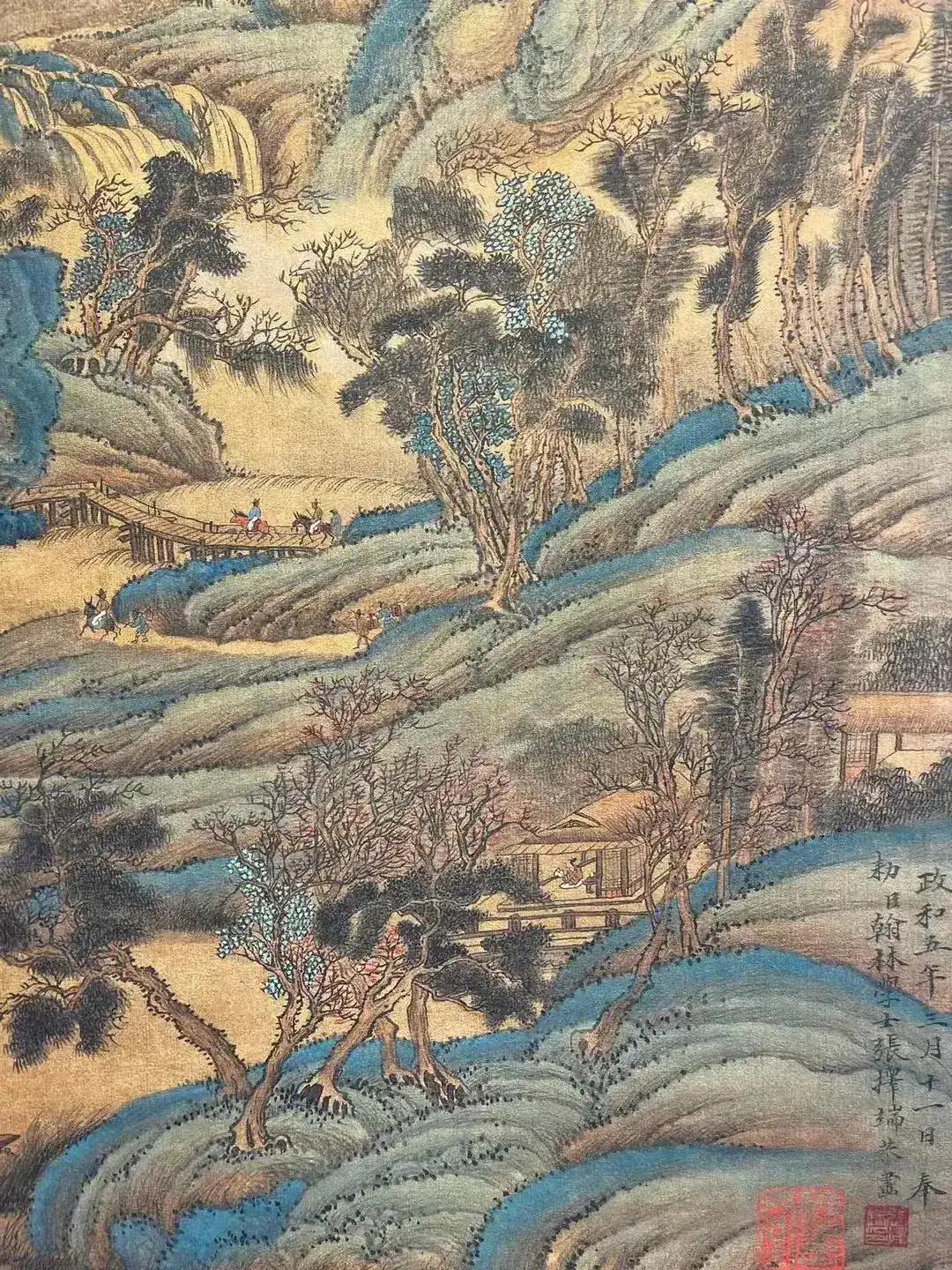 北宋名画千里江山图和富春山居图,北宋张择端盛世江山图