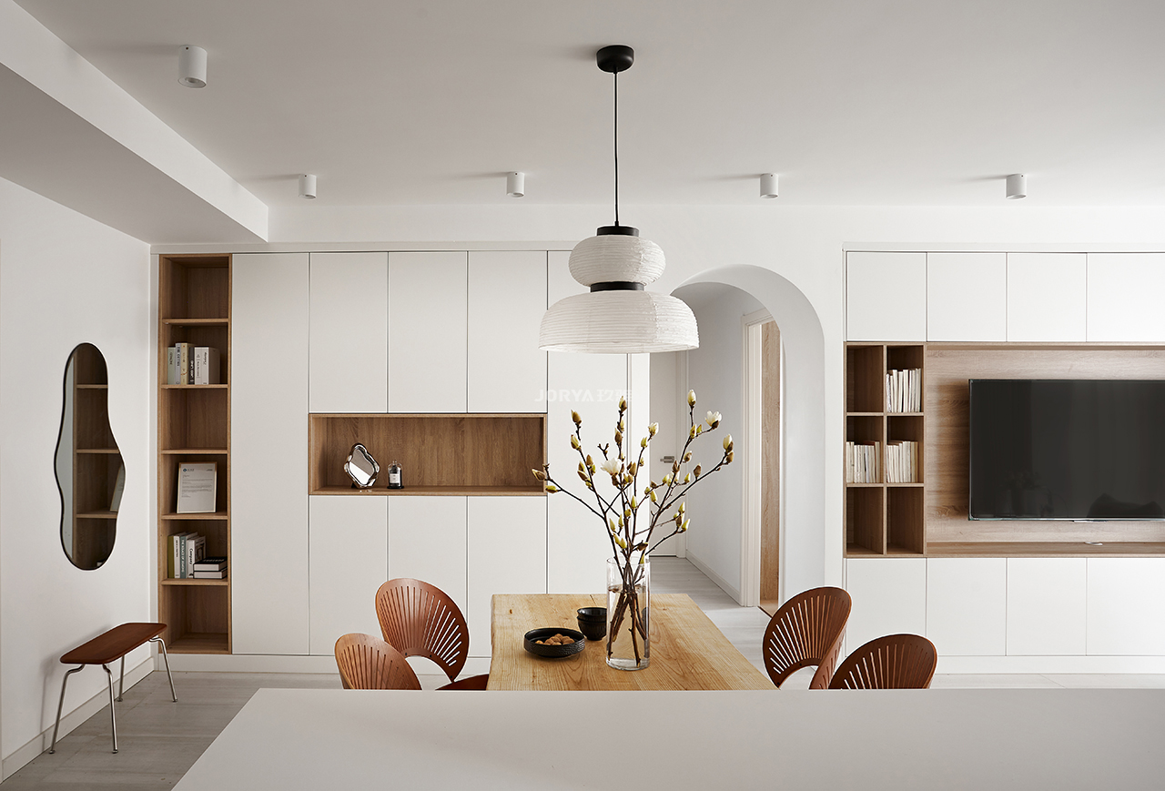 奶油白简约别墅,奶油白原木风小户型