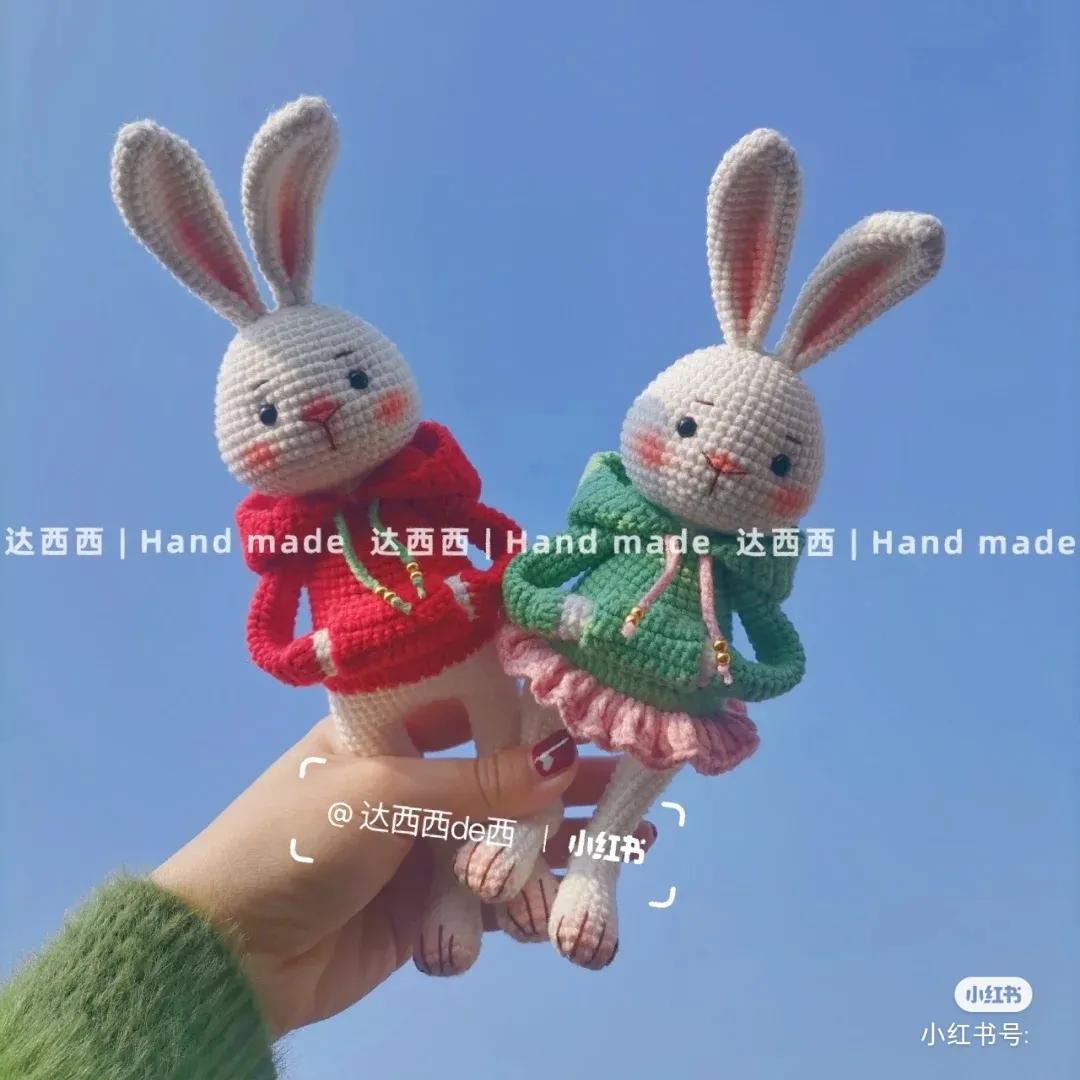 钩针婚纱兔子图解,钩针图解兔子包