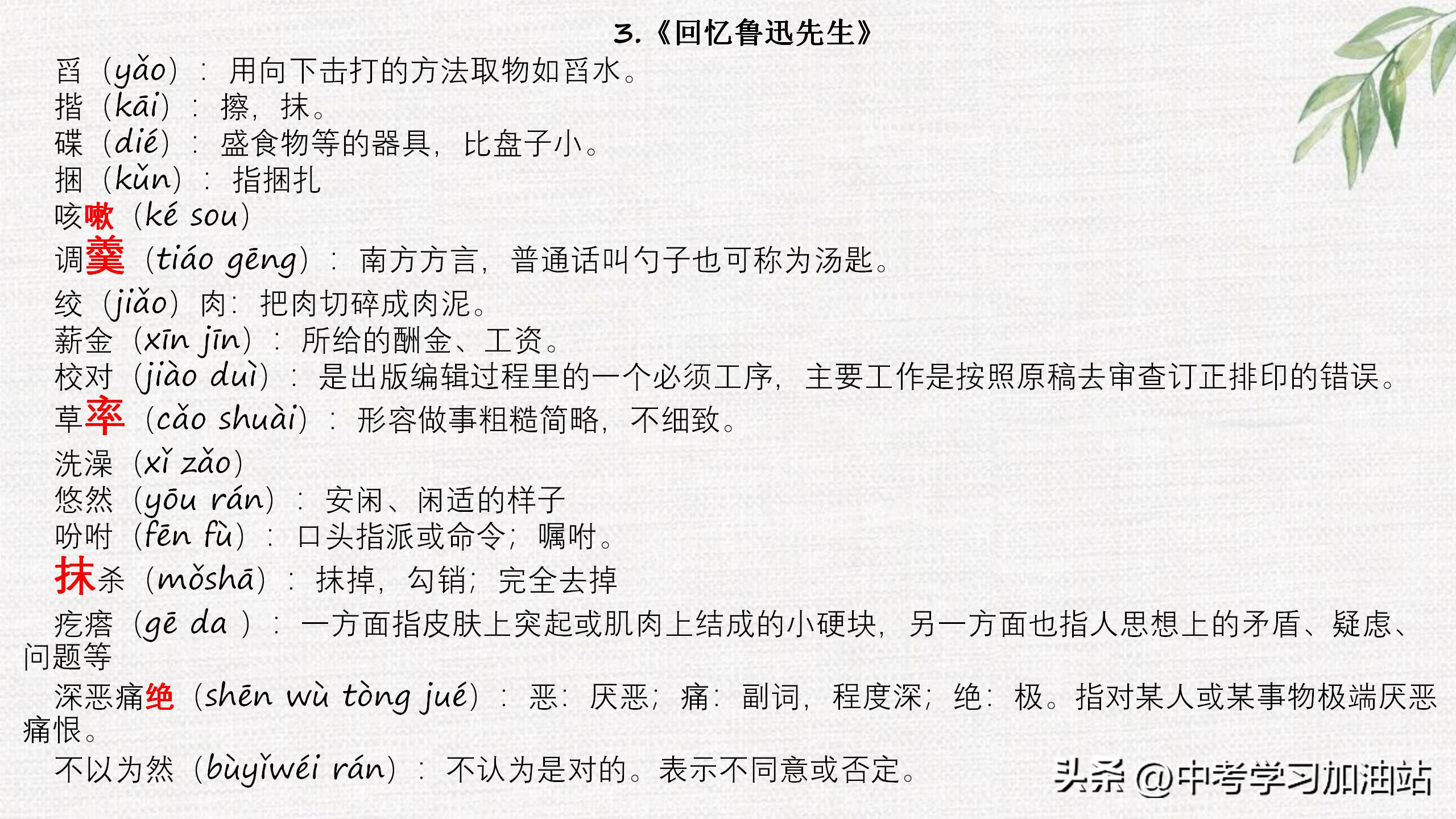 七年级期末语文必考知识点大全,七年级语文上期末考试必考知识点