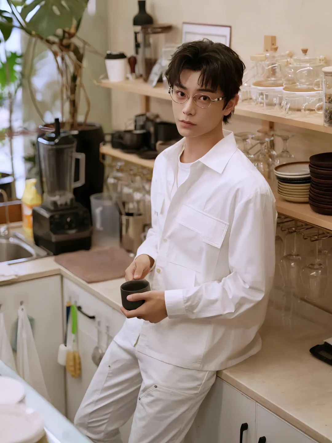 男生干净痞帅的冬季穿搭白色系,夏季粉色系穿搭男生