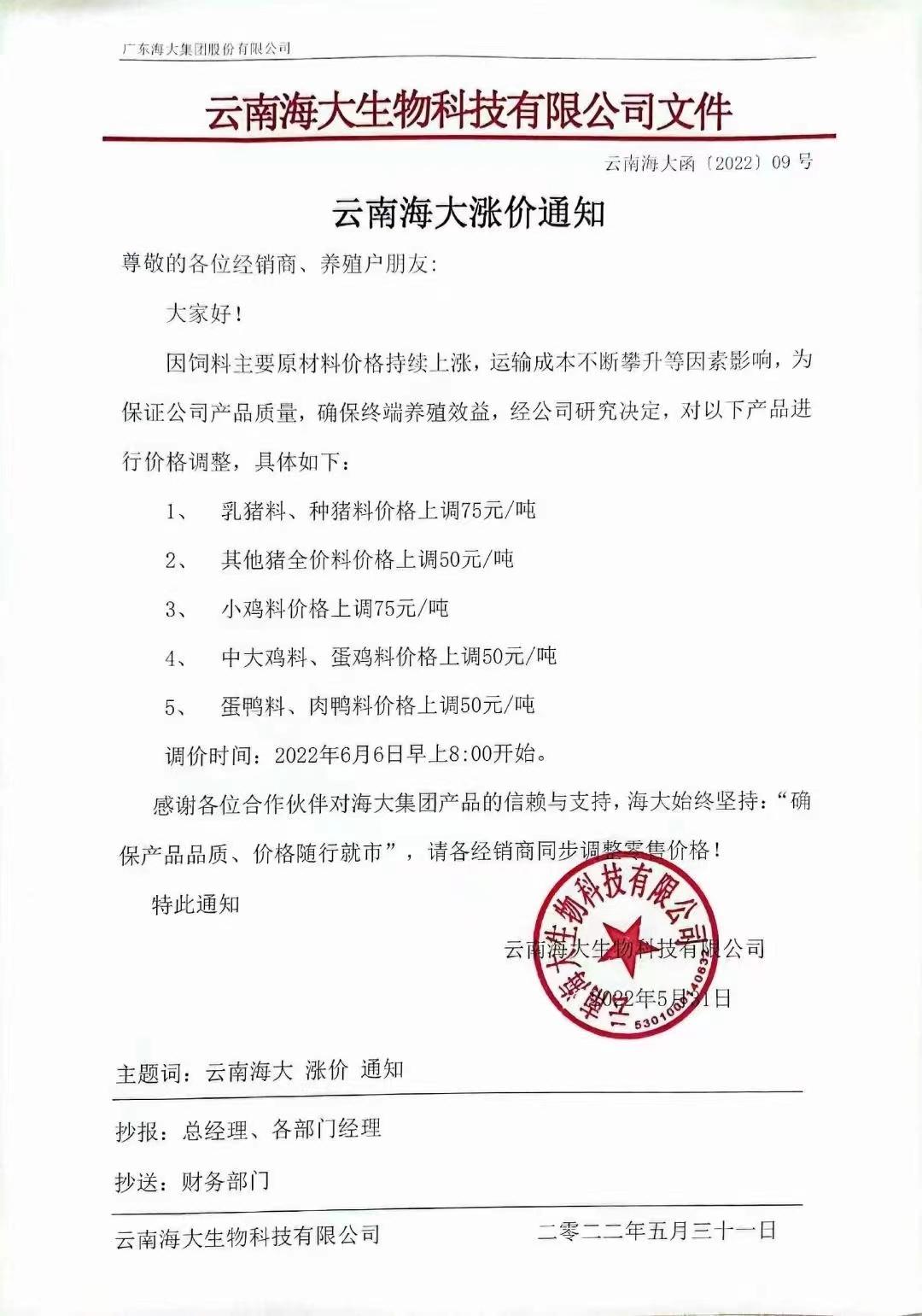 最高涨175元/吨！饲料涨价潮蔓延全国，新希望、大北农、海大、通威、特驱、安佑、金钱、漓源等纷纷宣布...