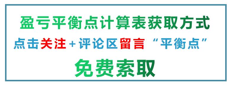 盈亏平衡点百分比计算模板表格,财务管理盈亏平衡点推算公式