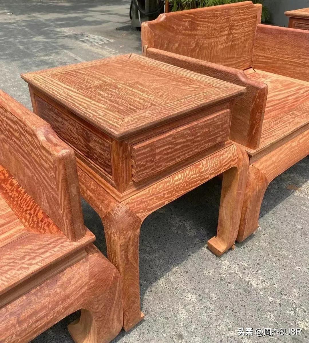 缅甸花梨大果紫檀千里江山图沙发,缅甸大果紫檀虎皮纹沙发