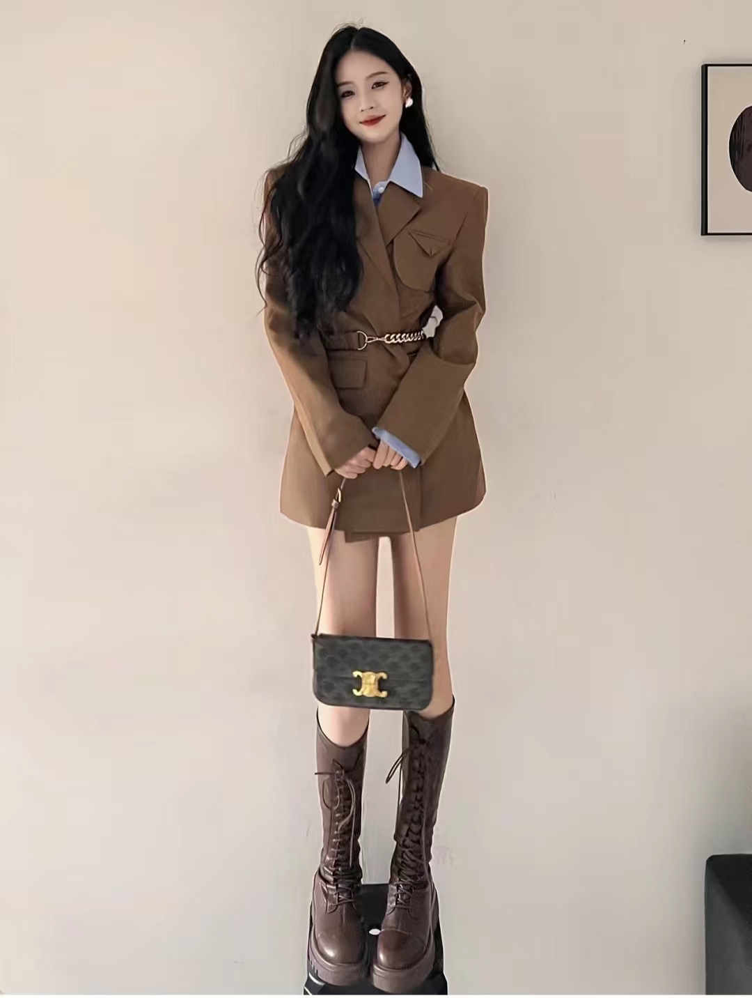 这45套棕色长筒靴穿搭太高级了，显高显瘦显腿长