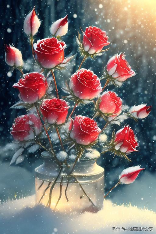 ai绘画花的图片,ai绘画雪地玫瑰花教程