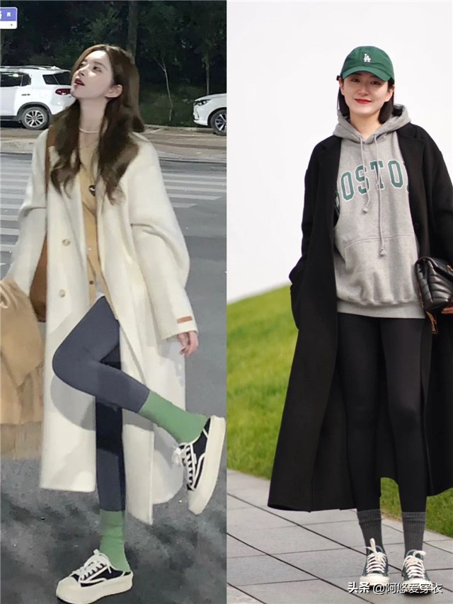 冬季鲨鱼裤配大衣怎么搭配好看,红色大衣和鲨鱼裤的最佳搭配