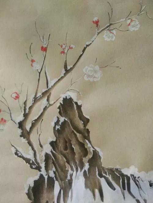雪梅的画面怎么画,写意雪梅画法教程