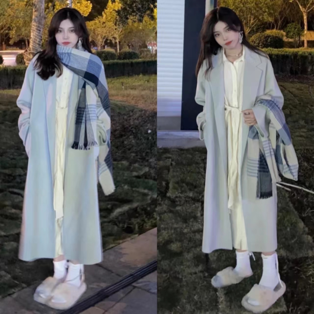 灰色大衣和黑色大衣哪个配jk好看,灰色双面羊绒牛角扣大衣小个子150